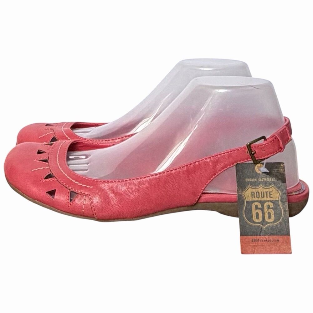 Route 66 Coral Pink Slingback Flats Laser Cut Ballet Shoe Boho Comfort NOS 9.5